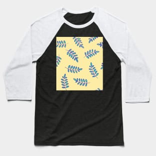 Leaf Prints in blue-violet, teal, pale yellow Baseball T-Shirt